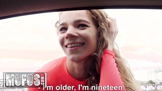 Horny Teen Sabrina Spice Pulls Over for a Cock