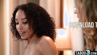 Lesbian blondie comforts her ebony BFF