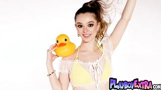 Teen blondie Molly shows her sweet pussy