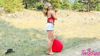 Alluring Blonde Maya Rae Waiting For A Ride And Ended Up Masturbating Outdoors