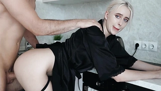 Cute Petite Blonde Stepsister Gets Fucked In The Kitchen