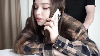 Cute Petite Stepsister Fucked While On The Phone