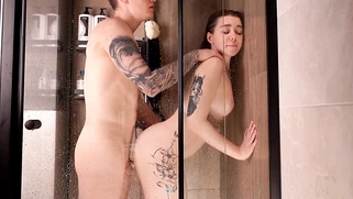 Hot Busty Brunette Teen Tight Pussy Fucked In The Shower