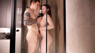 Hot Busty Brunette Teen Tight Pussy Fucked In The Shower
