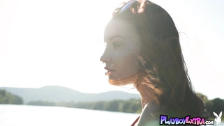 Czech teen Elilith posing naked at beach