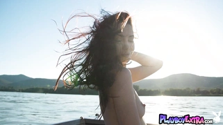 Czech teen Elilith posing naked at beach