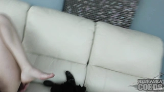 Tiny Blonde Stretches Pussy with BBC Dildo