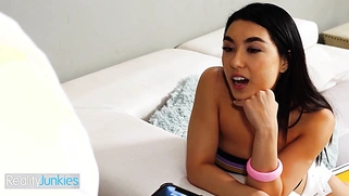 Charming Teen Mina Moon Finds The Opportunity To Try Her Mom's BF's Big Dick