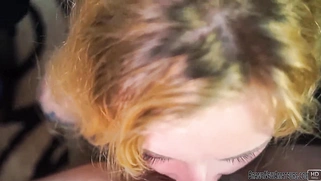Hot blonde girl sucks cock while talking on phone
