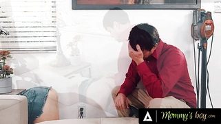 Strapped babysitter Riley Jacobs gets destroyed by her boss's fat cock while his wife is nearby