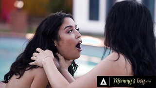Latina Stepmom Queenie Satine and Best Friend Vanessa Sky Take Turns Fucking Stepson's Big Cock!