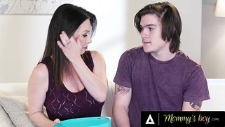 Lonely Stepmom RaeVeness Twerks on Her Stepson's Cock During Movie Night!