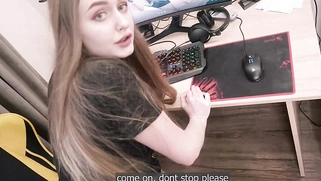 Gorgeous Busty Blonde Stepdaughter Tight Pussy Creampied