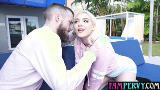 Teen Gia playing sexy dice on bros dick
