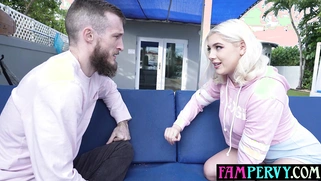 Teen Gia playing sexy dice on bros dick