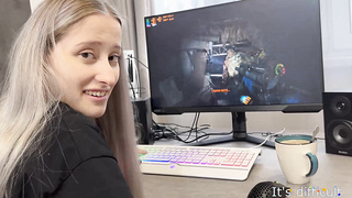 Beautiful Busty Blonde Gamer Teen Fucked Hard And Creampied