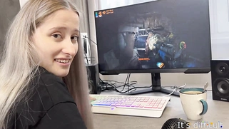 Beautiful Busty Blonde Gamer Teen Fucked Hard And Creampied