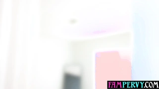 Latina MILF mom asks stepson to help her