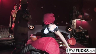 A cruel trick or treat is given to Red Riding Hood.
