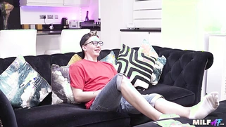 MILF AF - Brunette MILF Josephine James Rides Hard on Black Couch