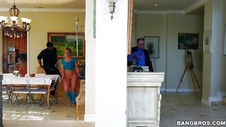 Blonde AJ Applegate was almost caught being fucked