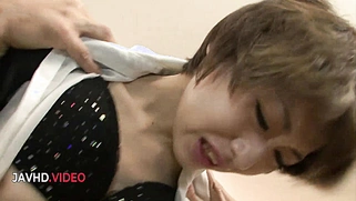 Akina Hara's Hairy Pussy Gets Creamed in Asian Threesome