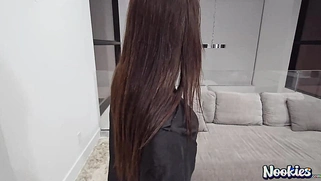Naked Alexa Payne Gives Voyeur a Handjob and Reverse Cowgirl Ride on the Couch