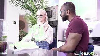 Platinum-Haired Granny Jacy Unbuttons Her Shirt, Gets Eaten Out