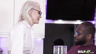 Platinum-Haired Granny Jacy Unbuttons Her Shirt, Gets Eaten Out