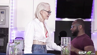 Platinum-Haired Granny Jacy Unbuttons Her Shirt, Gets Eaten Out