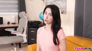 Playful East Asian Beauty Isabela Love Grins Back at You While Giving a Slow Handjob