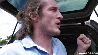 19yo blonde Aubrey Sinclair sucking the hard prick outdoors