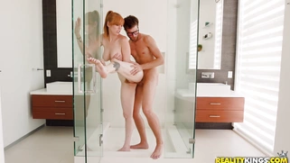 Lauren Phillips gets hairy pussy banged standing