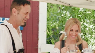 German maid Nina Elle seduces Keiran Lee at the town party