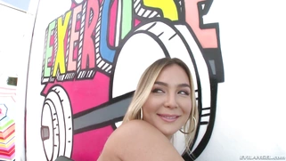 Blair Williams in skimpy lingerie fingering her asshole