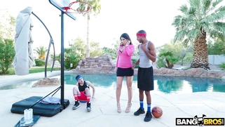 Makayla Cox pulled down Juan's pants and took his cock in her mouth