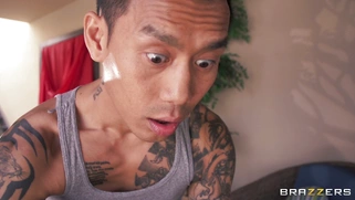 Missy Martinez gets her big tits and shaved pussy rubbed