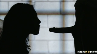 Asa Akira drops to her knees and starts sucking him off