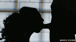 Asa Akira drops to her knees and starts sucking him off