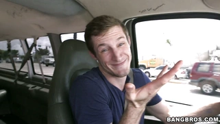 Tasha Reign shows off her big pair of tits in the backseat