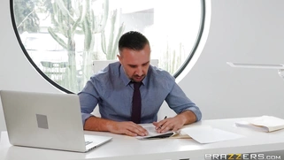 Keiran getting seduced by his naked boss Jenna Jones