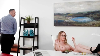 Keiran getting seduced by his naked boss Jenna Jones