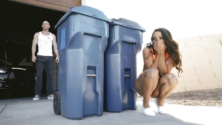 Abigail Mac spies on Johnny Sins in the shower