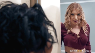 Giselle Palmer caught Honey Gold being fucked through the glory hole