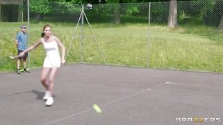 Abbie Cat and Yuffie Yulan flashing their tits while playing tennis
