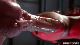 Skin Diamond swallows a fat rod all the way to the hilt