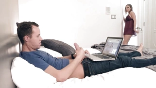 Britney Amber caught stepson watching porn and started sucking his cock