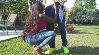 Diamond Jackson sucks cock and her son is none the wiser