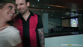 Britney Amber and Alex are playing bouling