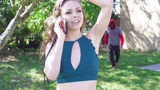 Alex Blake gets [censored] by ski masked guy outdoors